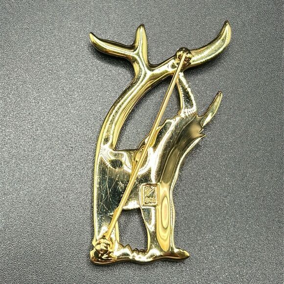 VTG Swarovski 1990s Elephant Motif Crystal Brooch Gold - Picture 5 of 7